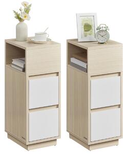 Set 2 noptiere, Rosa, Bej natural, 25x30x65cm