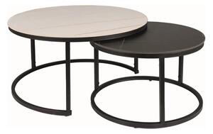Set 2 masute cafea FERRANTE B, alb/negru, ceramica/metal
