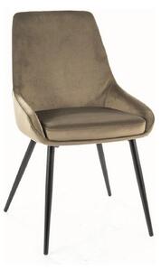 Scaun COBE, stofa catifelata verde olive/negru, 49x43x85 cm