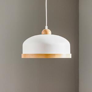 Eko-Light Lampă suspendată Studio cu decor din lemn, 1 bec, alb, reglabil, Alb, Camera de zi / sufragerie, Metal, Modern