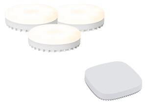 Set de 3 becuri LED inteligente GX53, reglabile, 9W, 806LM, 2700K-6500K, inclusiv hub inteligent Zigbee