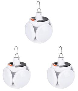 Set 3 x Bec cu panou solar si acumulator, 5 trepte de iluminat