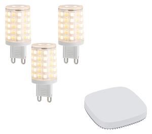 Set de 3 becuri LED inteligente G9, reglabile, 2,5 W, 250 lm, 2700K-6500K, incl. Hub inteligent Zigbee
