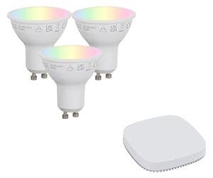 Set de becuri LED inteligente GU10, reglabile, 4,7 W, 400 lm, 2700K-6500K, incl. Zigbee Smart Hub