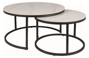 Set 2 masute cafea FERRANTE C, alb/negru, ceramica/metal