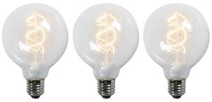 Set de 3 becuri LED cu filament răsucit E27 G95 transparent 5W 400lm 2200K