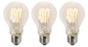 Set de 3 becuri LED cu filament răsucit E27 A60 transparent 3W 210lm 2200K