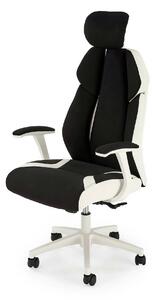 Scaun de birou CHRONO, negru/alb, stofa/piele ecologica, 65x70x120/128