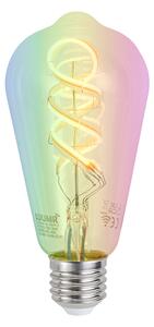 Becuri LED inteligente E27 reglabile ST64 RGBW transparente 4W 250lm 2700K