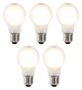 Set de 5 becuri LED cu filament E27 A60 sticlă mată 4W 450lm 2700K