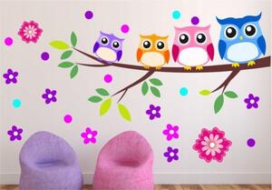 Autocolante frumoase pentru camera copiilor - bufnițe înțelepte 150 x 300 cm