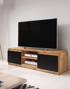 Comodă TV cu 2 uși și 2 rafturi Dingo, stejar wotan/negru grafit (120 cm)