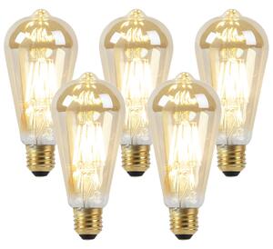 Set de 5 becuri LED E27 cu reglaj de intensitate la cald auriu 8W 806lm 2000-2700K