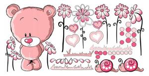 Autocolant roz de perete de calitate Ursuleț de pluș gânditor
