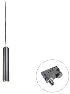 Lampă suspendată de design neagră, incl. adaptor de șină trifazat - Tuba Small trifazată