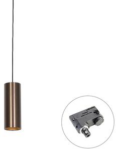Lampă suspendată de design bronz închis, inclusiv adaptor de șină trifazat - Tubo trifazat
