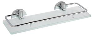 Sapho Sapho, raft din sticlă X-ROUND E cu bară rabatabilă 300x130mm, sticlă de lapte, crom, XR607