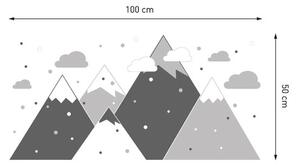 Autocolant de perete gri modern Munții Scandinavi 100 x 50 cm