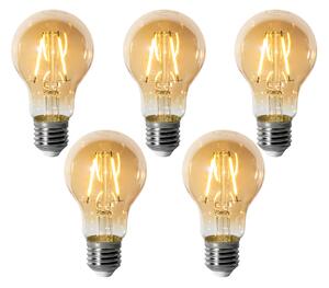 Set de 5 becuri LED E27 reglabile A60 aurii 3W 310 lm 2200K