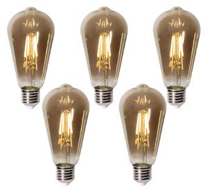 Set de 5 becuri LED E27 dimabile ST64 sticlă fumurie 5W 450 lm 2700K
