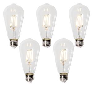 Set de 5 becuri LED E27 dimabile ST64 transparente 5W 600 lm 2700K