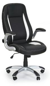 Scaun de birou SATURN, negru, piele ecologica perforata, 67x65x112/120