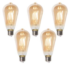 Set de 5 becuri LED E27 dimabile ST64 aurii 5W 450 lm 2700K