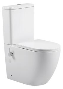 Erga Siena, Vas combinat WC 620x380x820 mm, Fără ramă + funcție bideu + capac WC, alb lucios, ERG-V03-SIENA-RIM-BID-WH