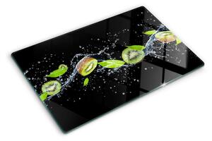 Tocător sticlă Kiwi în apă cu frunze