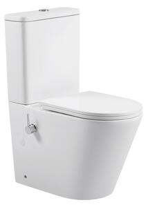 Erga Tina, Vas combinat WC 620x365x820 mm, Fără margine + funcție bideu + capac WC, alb lucios, ERG-V03-TINA-TO2-BID-WH