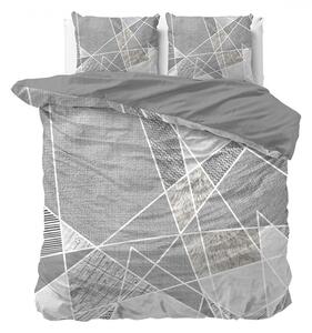Lenjerie de pat din bumbac gri, cu forme geometrice 200 x 220 cm