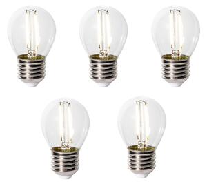 Set de 5 becuri LED E27 reglabile P45 sticlă transparentă 3W 250 lm 3000K