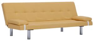 Canapea extensibilă cu două perne, galben, poliester