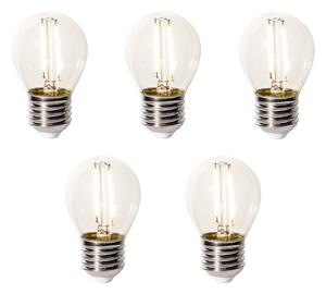 Set de 5 becuri LED E27 reglabile P45 sticlă transparentă 3W 250 lm 2200K