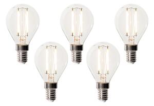 Set de 5 becuri LED E14 reglabile P45 sticlă transparentă 3W 250 lm 2200K