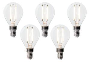Set de 5 becuri LED E14 reglabile P45 sticlă transparentă 3W 250 lm 2700K