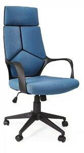 Scaun de birou VOYAGER, albastru/negru, stofa, 64x61x115/125 cm