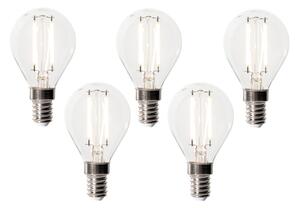 Set de 5 becuri LED E14 dimabile P45 sticlă transparentă 3W 350 lm 3000K