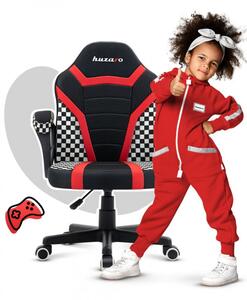 Scaun de gaming pentru copii de culoare roșu-negru cu model de Formula 1