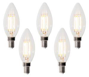 Set de 5 becuri LED E14 reglabile în 3 trepte B35 transparente 4W 450 lm 2700K