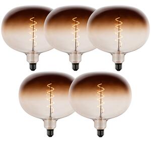 Set de 5 becuri LED E27 dimabile G220 maro 4,9W 130 lm 1800K