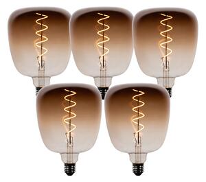 Set de 5 becuri LED E27 dimabile G140 maro 4,9W 110 lm 1800K