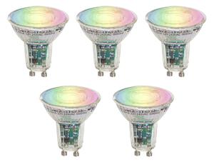 Set de 5 becuri inteligente GU10 50 LED transparente RGBW 4,5W 350 lm 2700-6000K