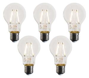 Set de 5 becuri LED E27 A60 transparente 3W 320 lm 2700K