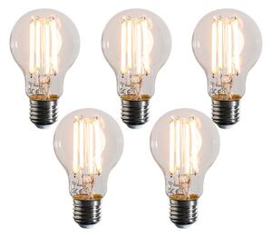 Set de 5 becuri LED inteligente E27, reglabile în Kelvin, A60, transparente, 7W, 806 lm, 1800-3000K