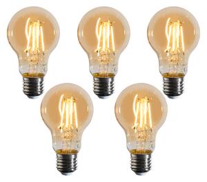 Set de 5 becuri LED E27 dimabile A60 aurii 4W 420 lm 2200K