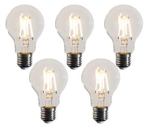 Set de 5 becuri LED E27 reglabile A60 transparente 4,5W 500 lm 2700K