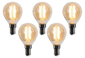 Set de 5 becuri LED E14 G45 aurii 2W 180 lm 2100K