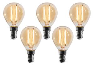 Set de 5 becuri LED E14 dimabile G45 aurii 4W 330 lm 2100K