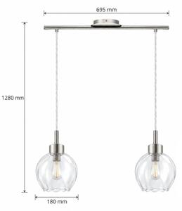 BRILAGI - Lustră LED suspendată pe cablu RETRO GLASS 2xE27/60W/230V crom mat/transparent